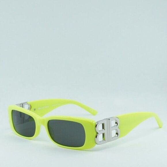 💯 NEWEST BALENCIAGA DYNASTY BB0096S 008 YELLOW SILVER GREY SUNGLASSES - Picture 3 of 9